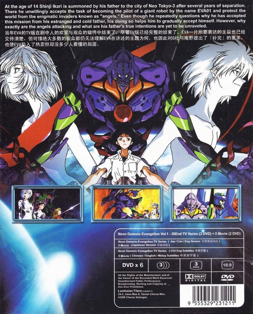 NEON GENESIS EVANGELION ~~COMPLETE TV SERIES & 5 MOVIES DVD BOX SET ...